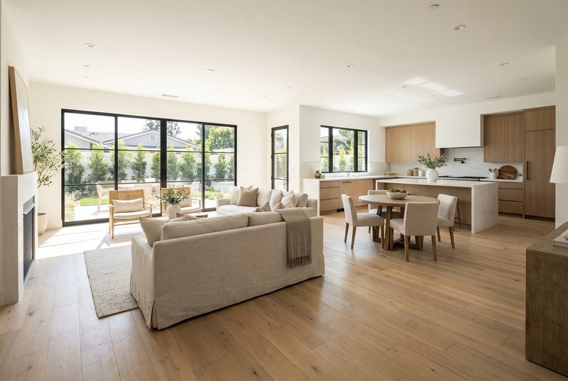 Open-concept whole-home renovation with hardwood floors and modern finishes